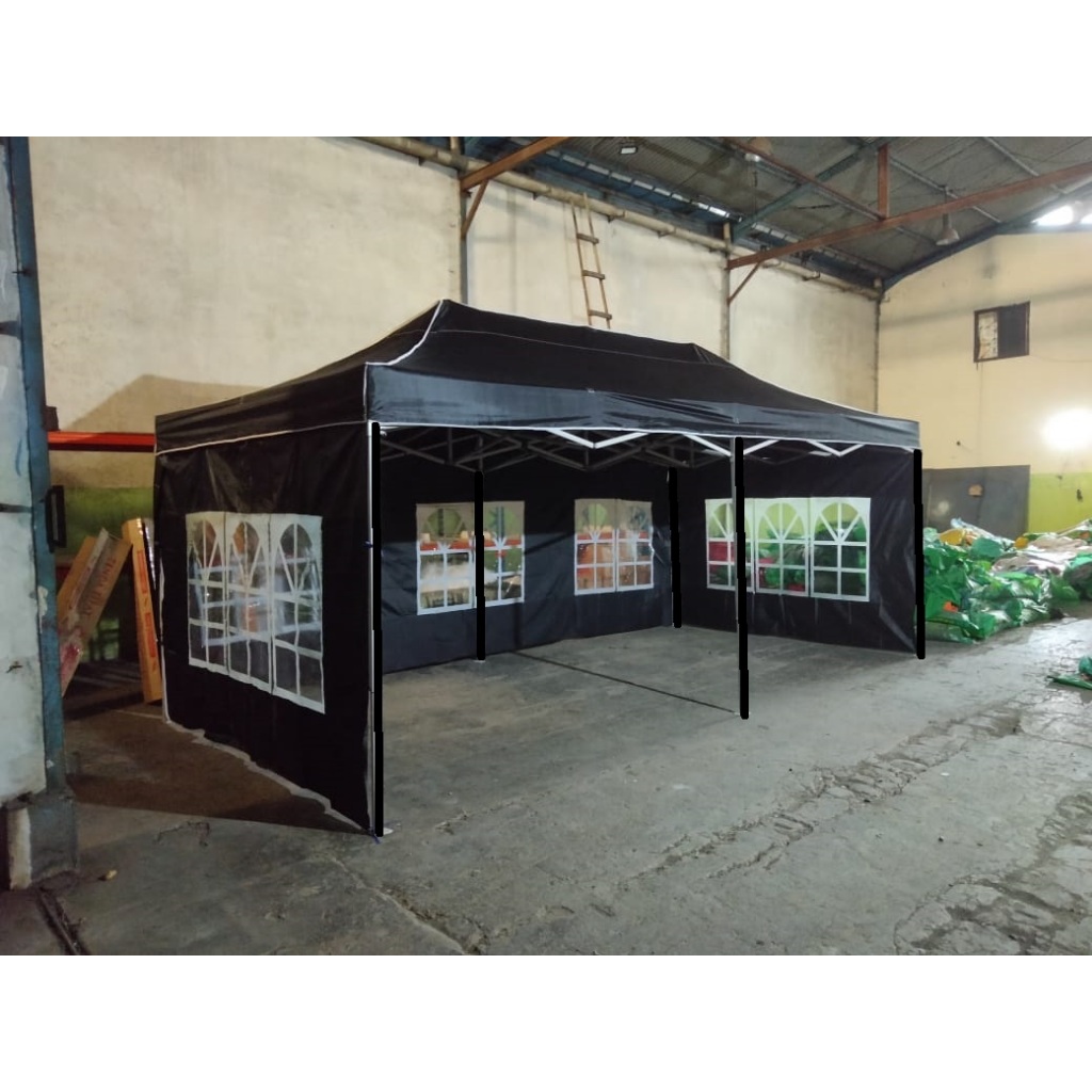 Tenda Lipat 3x6 Lengkap Dinding Motif Jendela