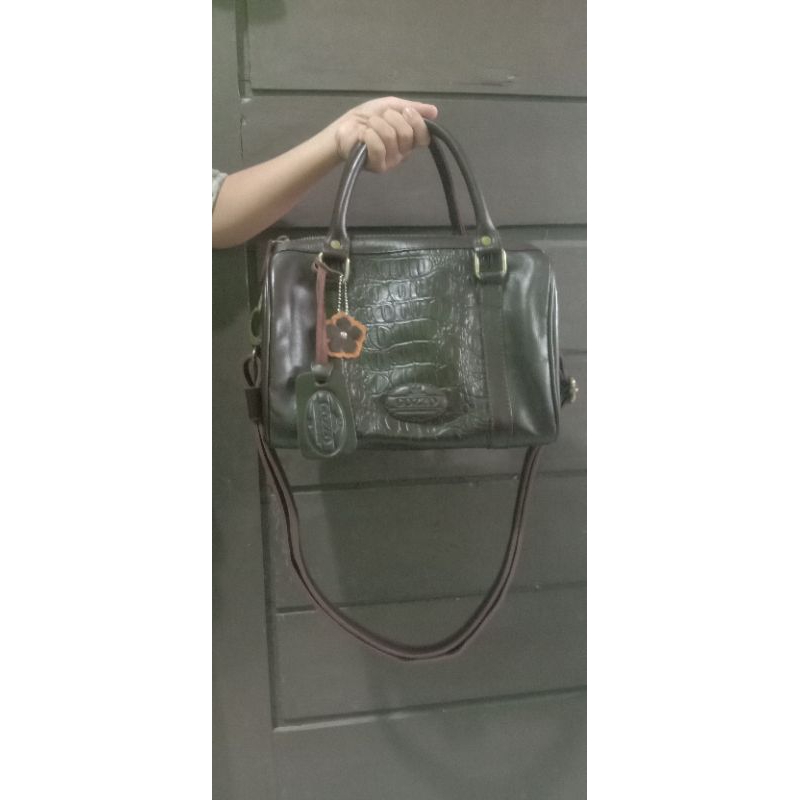 Tas wanita sling bag hand bag speedy Gozzo coklat tua preloved kulit sapi asli