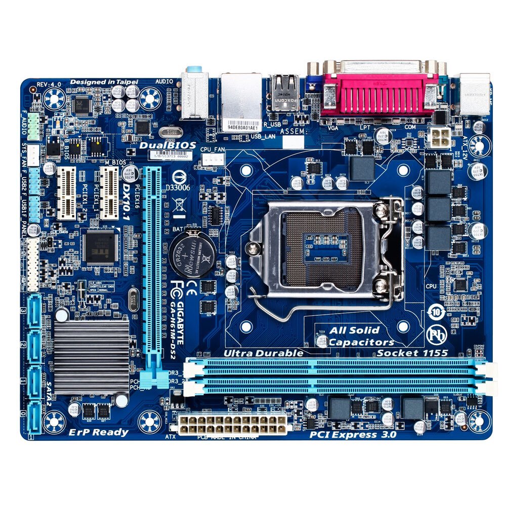 PRODUK ASLI Motherboard Gigabyte H61 H61M-DS2 Intel LGA 1155 DDR3 Mainboard Gigabyte GA-H61M-DS2