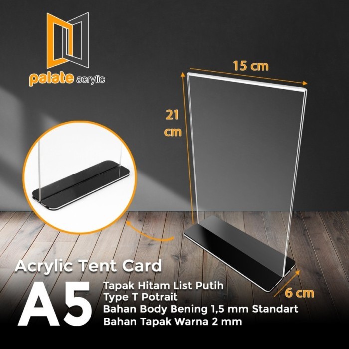 

TENT HOLDER A5 / TENT CARD / NOMOR MEJA ALAS HITAM KAFE