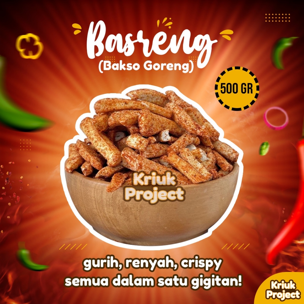

500 gr Basreng Renyah Gurih Enak Original Pedas Daun Jeruk Murah