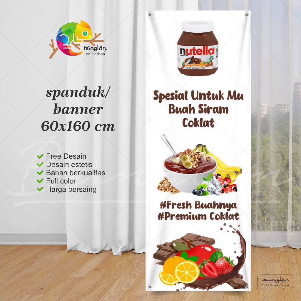 Spanduk Banner 60x160 Buah Siram Coklat