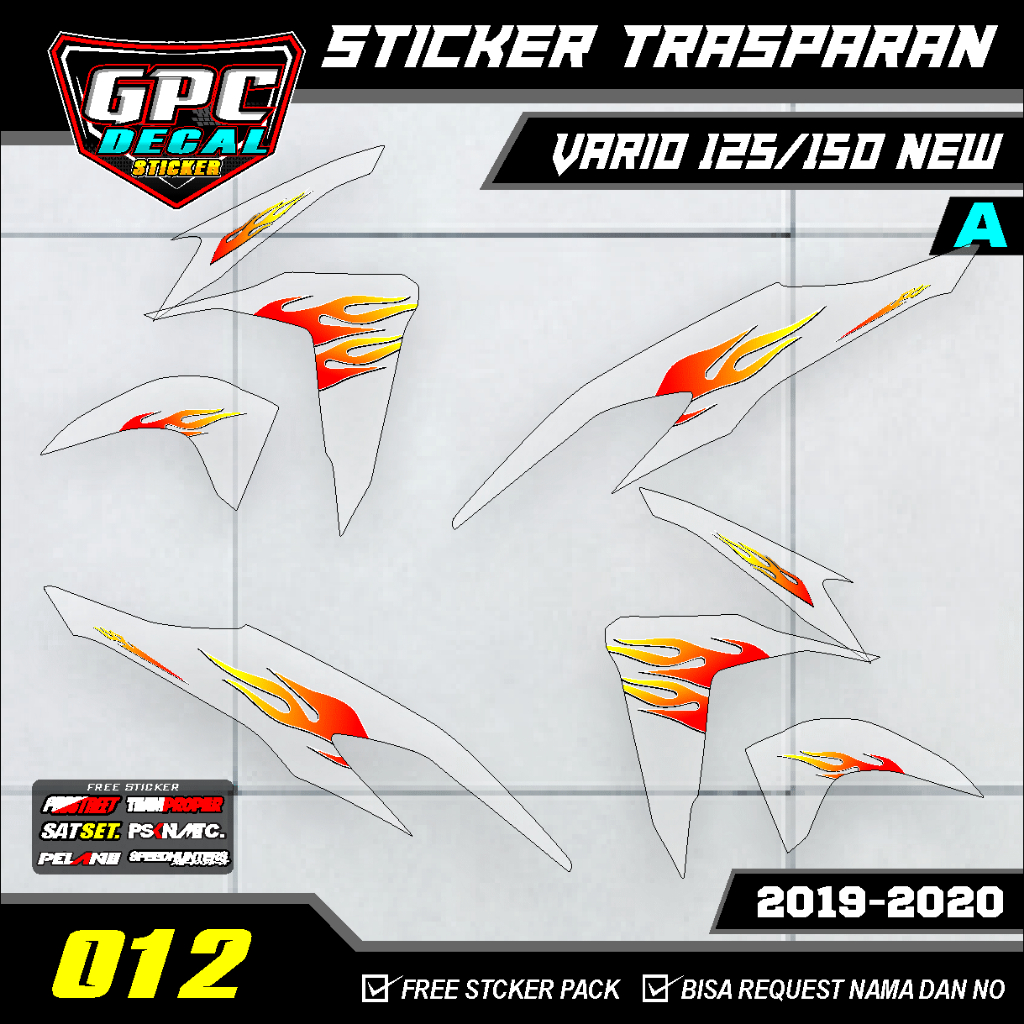 STRIPING VARIO 125/150 FACELIFT NEW DESAIN API FLAME MINIMALIS KEREN GPC DECAL 012