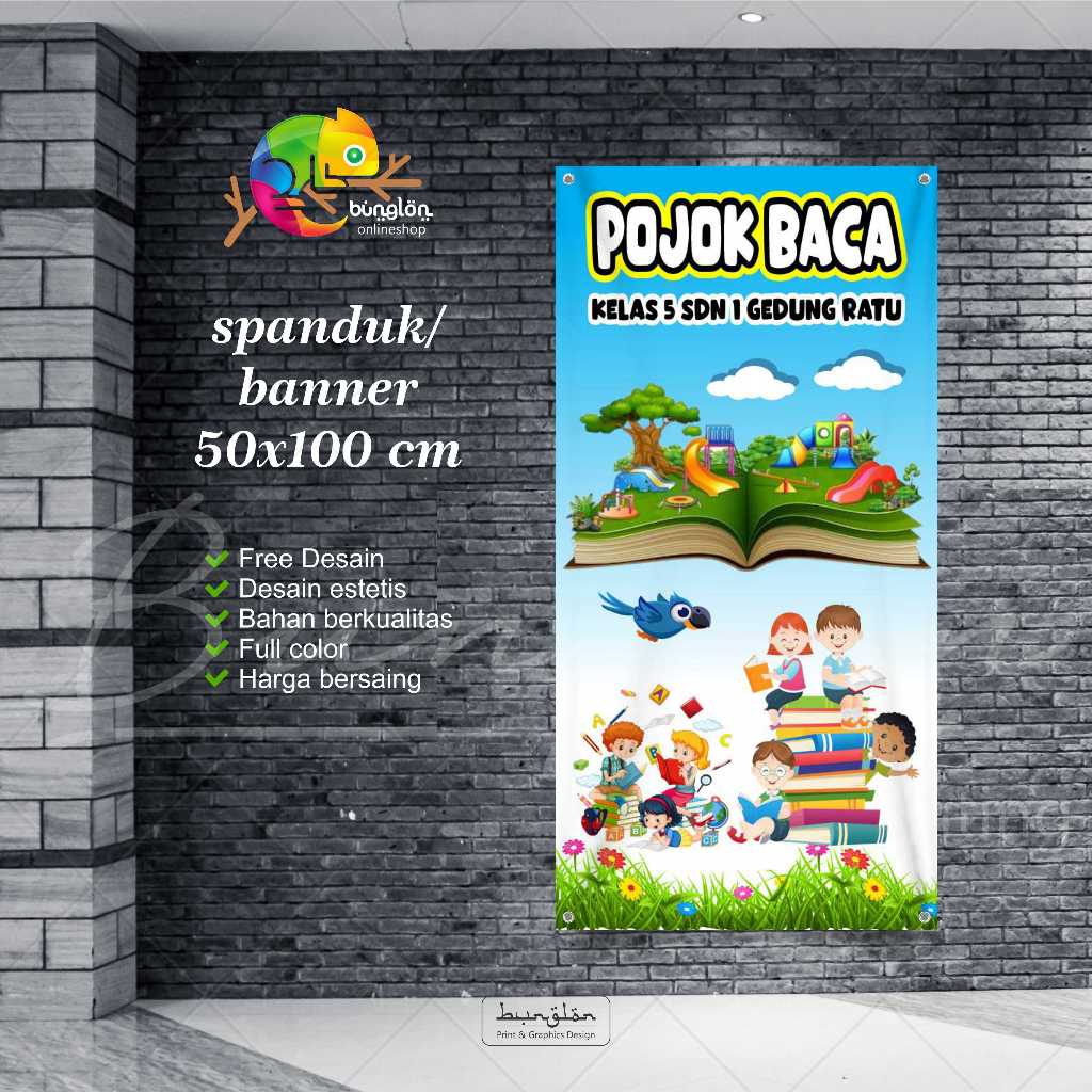 Spanduk Banner 50x100 Pojok Baca Custom Nama