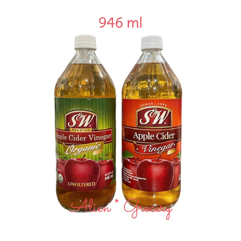 

S&W SW Apple Cider Vinegar Organic Organik Unfiltered Premium Cuka Apel 946ml GOJEK GRAB ONLY