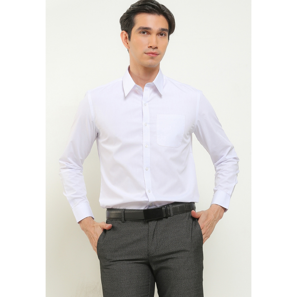 ZL 75001 Zanetti Kemeja Basic Polos Slim Fit Lengan Panjang Putih