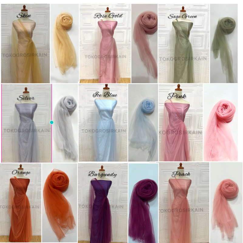 Kain soft tulle/ tile polos halus /tile perancis/ tile jepang/ kain tile