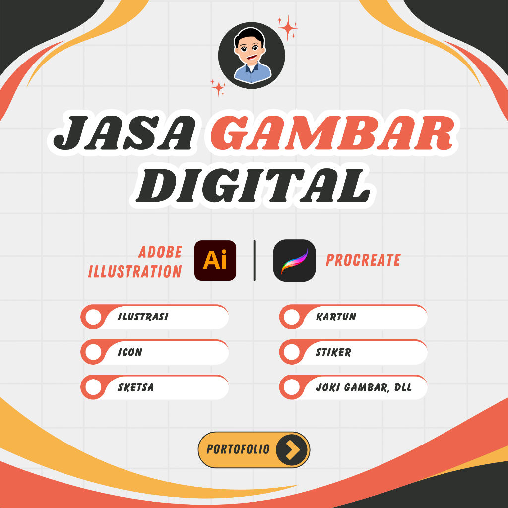 JASA GAMBAR DIGITAL, ICON, ILUSTRASI, KARTUN, STIKER, SKETSA, JOKI GAMBAR, DLL