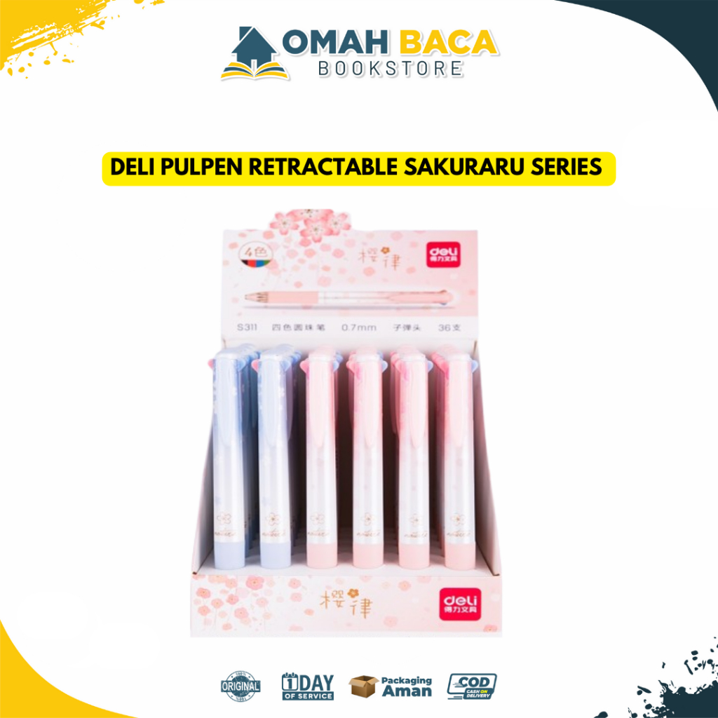 

Deli Pulpen Retractable Sakuraru Series Lucu Bullet tip 0.7mm 4 warna S311