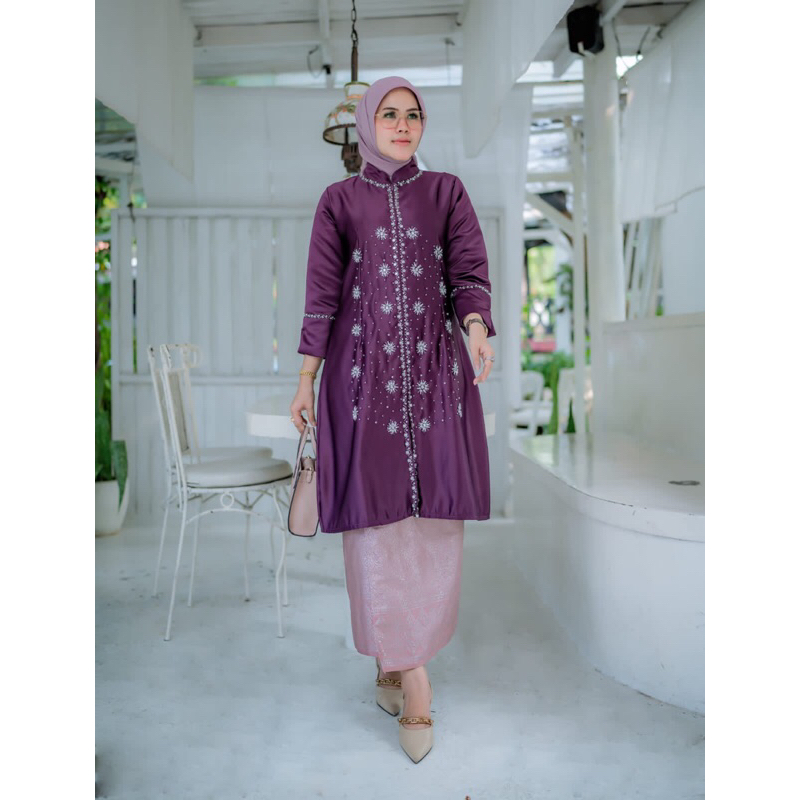 long tunik polos kebaya payet/ kebaya payet bridal premium