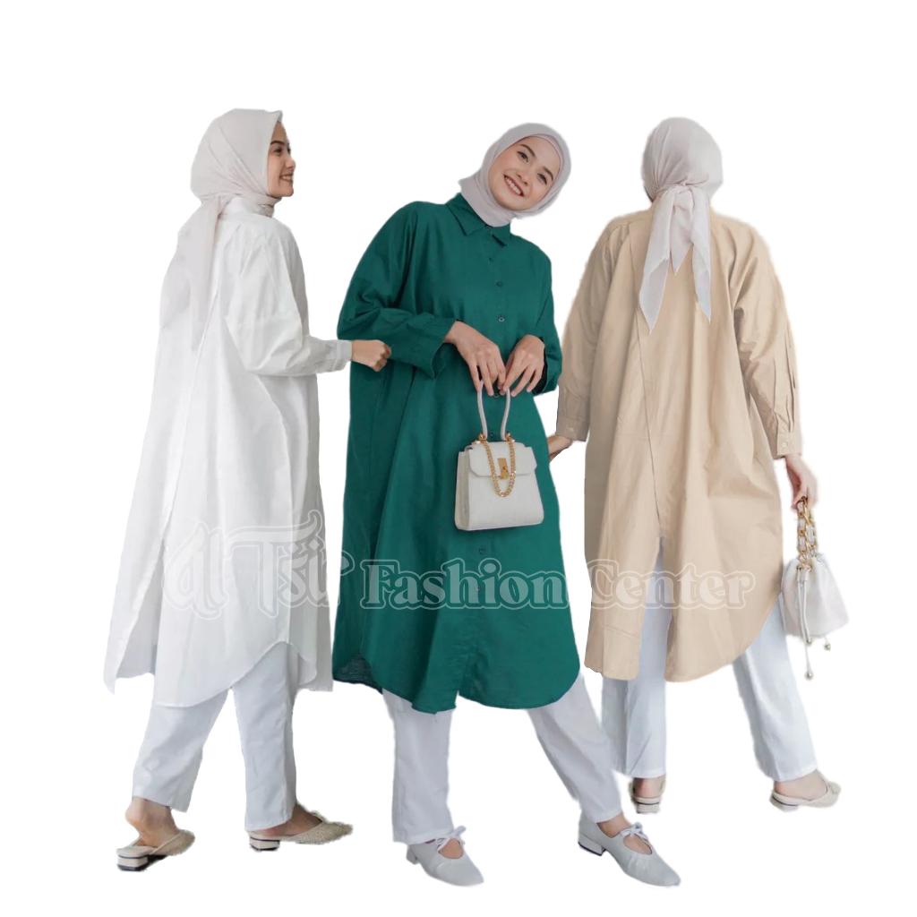DWYNE TUNIK LINEN Baju Muslim Wanita Atasan Kemeja Wanita Linen Fashion Muslim Wanita Kekinian