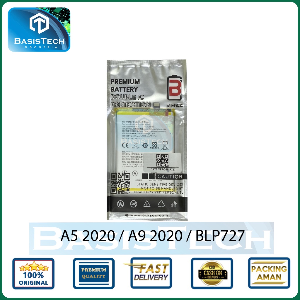 BATERAI OPPO A5 2020 A9 2020 BLP727 BT BASISTECH DOUBLE IC POWER PROTECTION