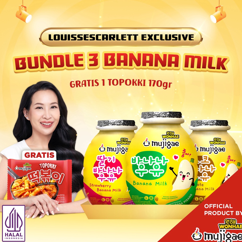 

Pesan Saja [Louisse Scarlett Exclusive] Bundle 3 - (FREE TOPOKKI) Mujigae Banana Milk Mix Varian