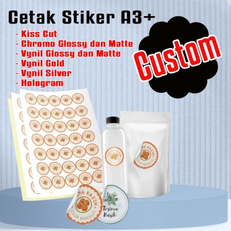 

Cetak Custom Stiker Bahan Tebal Ukuran A3+ Cutting/Kiss Cut