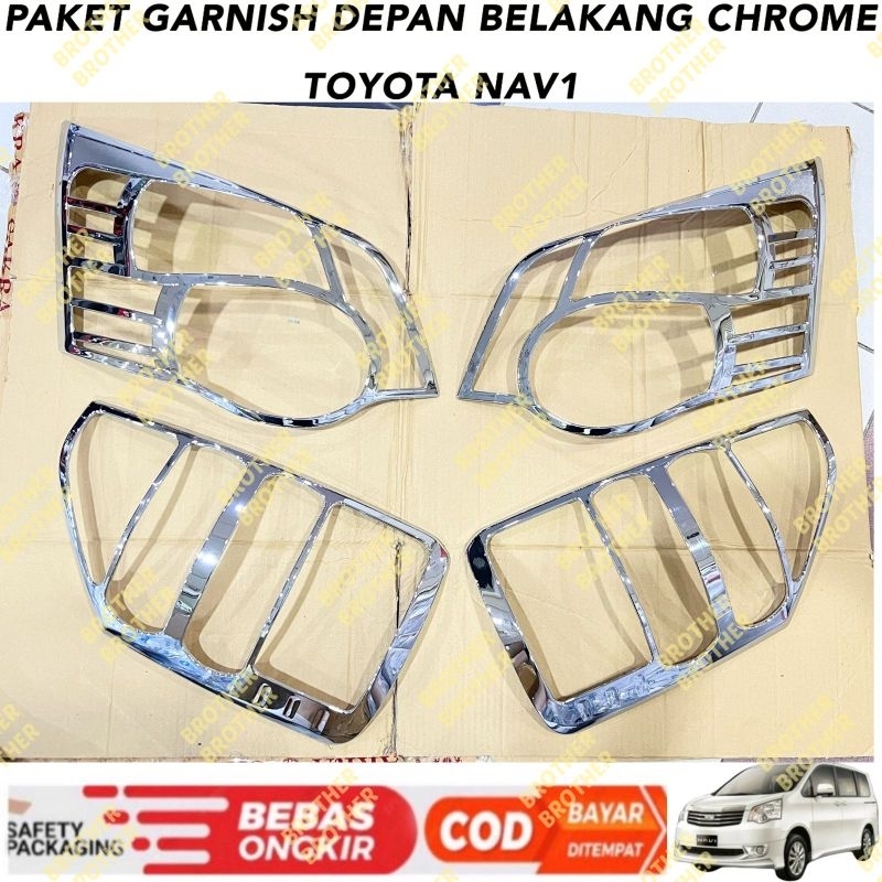 Paket Garnish Lampu Depan Belakang Toyota Nav 1 Nav1 - Chrome