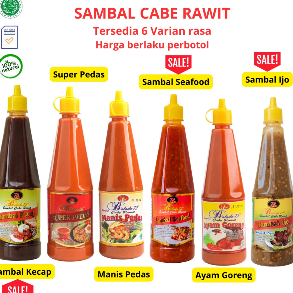 

Terlaris Sambal Cabe Rawit Balado 72 Super Pedas 300 ml