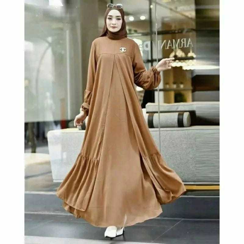 Gamis wanita lebaran simpel - Gaun wanita simpel elegan