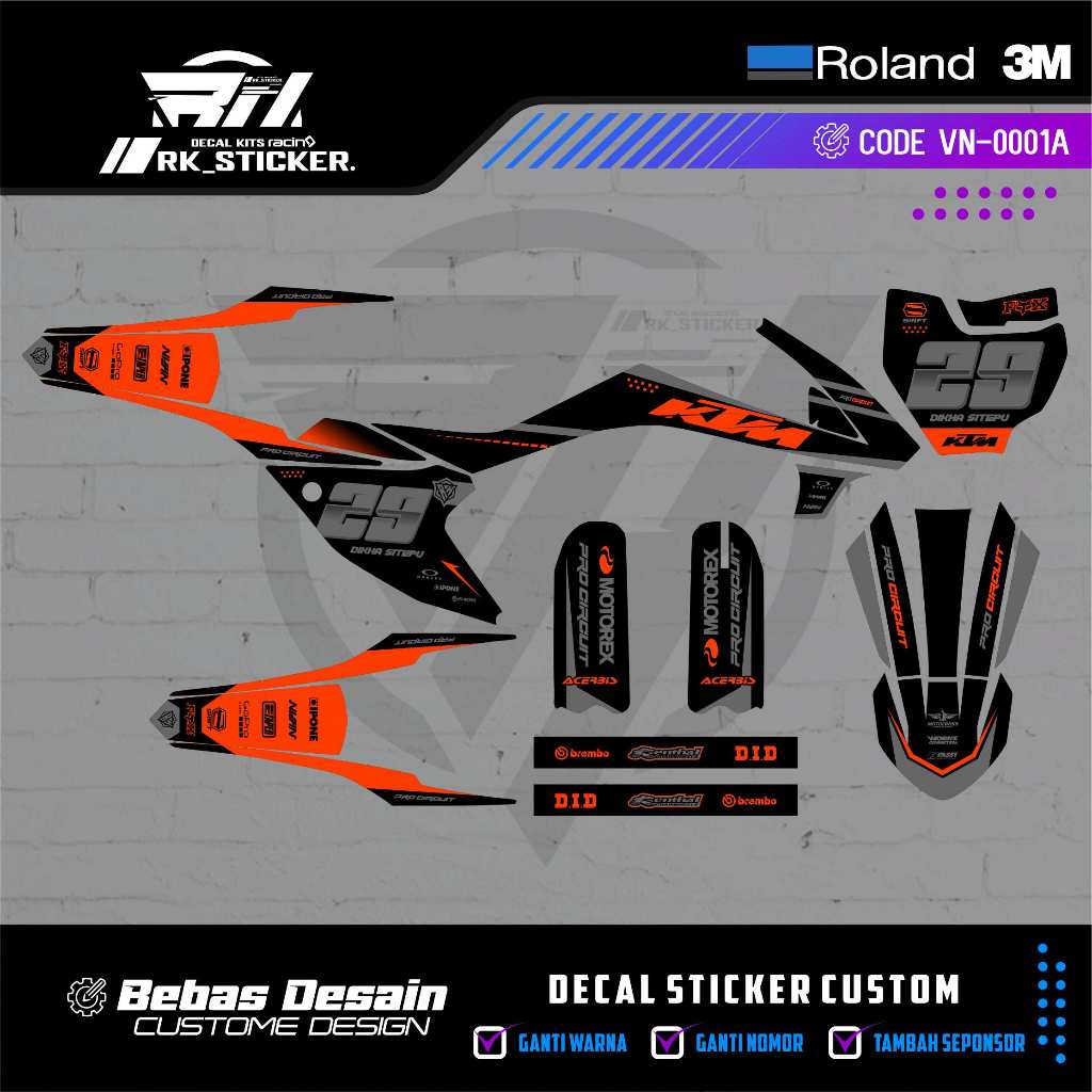 DECAL RXF 50 CC / KTM 50 CC / KTM 65 CC FREE CUSTOME DESIGN MINI MOTO