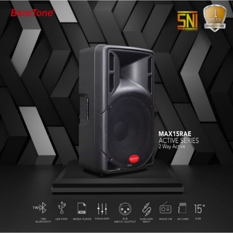 Paket Speaker Aktif 15 inch New Baretone MAX15RAE / Baretone MAX 15RAE / Baretone Bluetooth