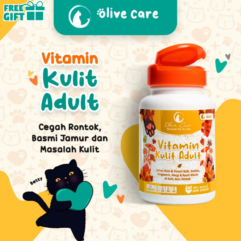Olive Care Obat dan Vitamin Kucing untuk masalah kulit, kulit jamuran, Scabies Jamur Parasit Kulit k