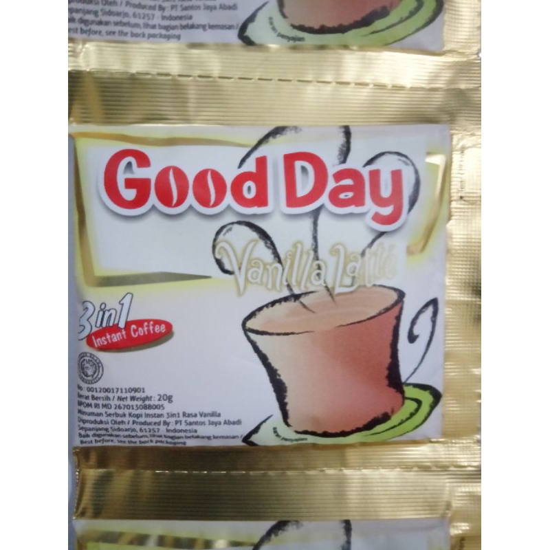 

kopi good day vanilla latte per renceng isi 10 sachet