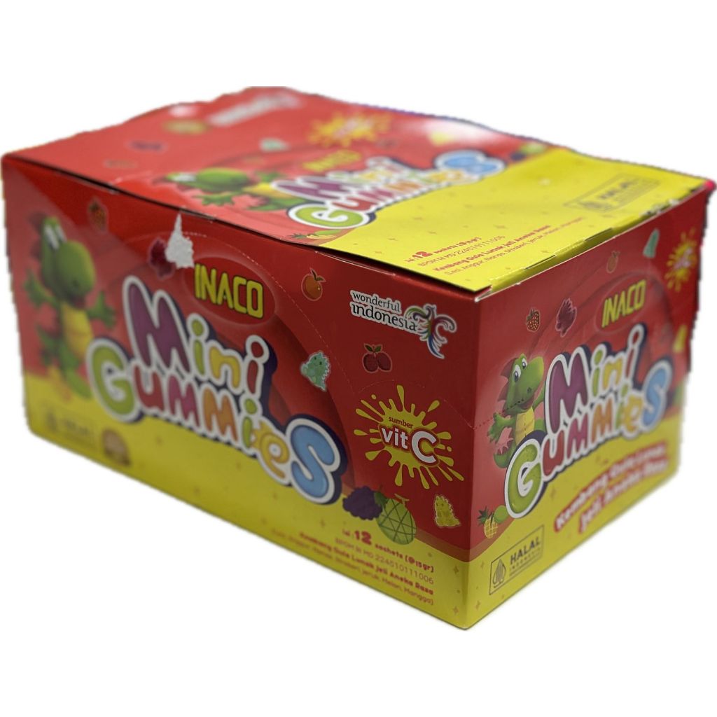 

INACO PERMEN MINI GUMMIES BOX ISI 12 x 9 GRAM CANDY MIX RASA BUAH FLAVOUR JELI JELLY GROSIR MURAH CEMILAN ANAK MANIS TERMURAH DUS