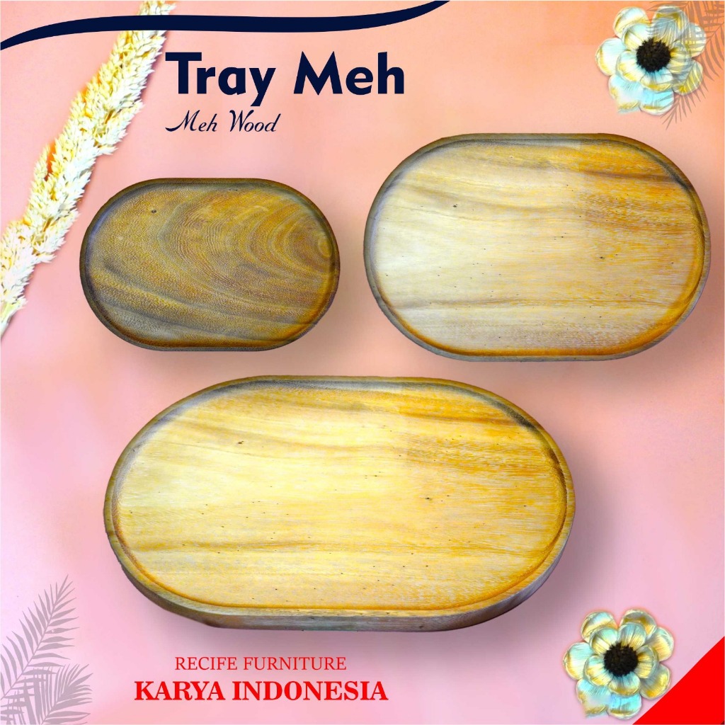Tray Oval - Nampan Kayu Meh / Piring Kayu Oval