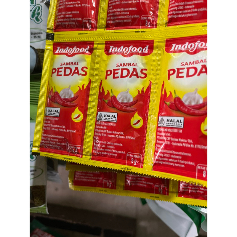 

Sambal sachet indofood isi 36pcs / Sambal Pedas Indofood sachet / Sambal indofood renceng
