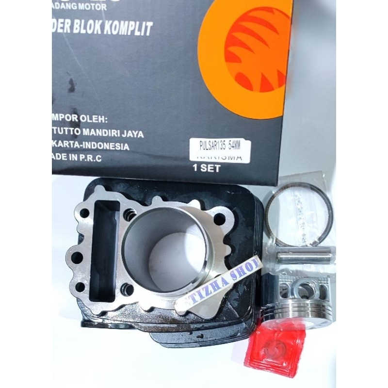 CYLINDER BLOK+ PISTON KIT BAJAJ PULSAR 135 BLOK SEHER KOMPLIT BAJAJ PULSAR 135 DIAMETER STD 54MM