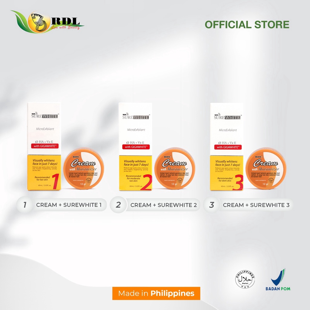 ✨Mall✨ RDL Surewhite Microexfoliant dan Cream with Moisturizer 12 gr grosir