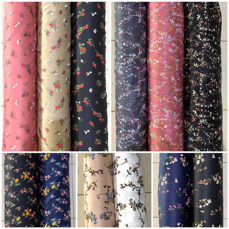 (TERLARIS) Kain Motif Bunga Cantik Bahan Maxmara Silk