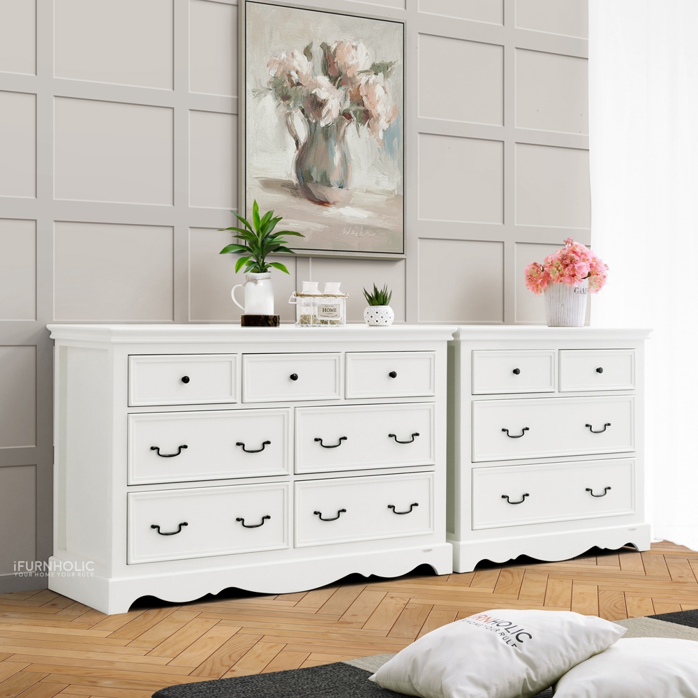 IFURNHOLIC Madelyn Drawers | Lemari Laci Kayu Klasik | Kabinet Drawer Susun Penyimpanan Pakaian
