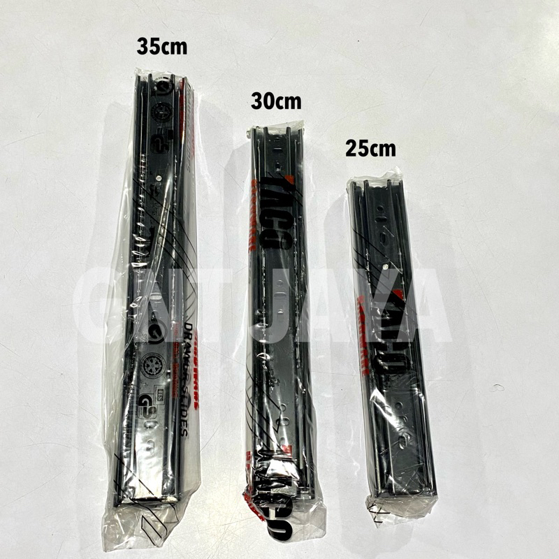 1PASANG 2pcs REL DOUBEL TRAK merk TACO rel laci hitam BBS006 25 30 35 rel laci doubel trak hitam tac