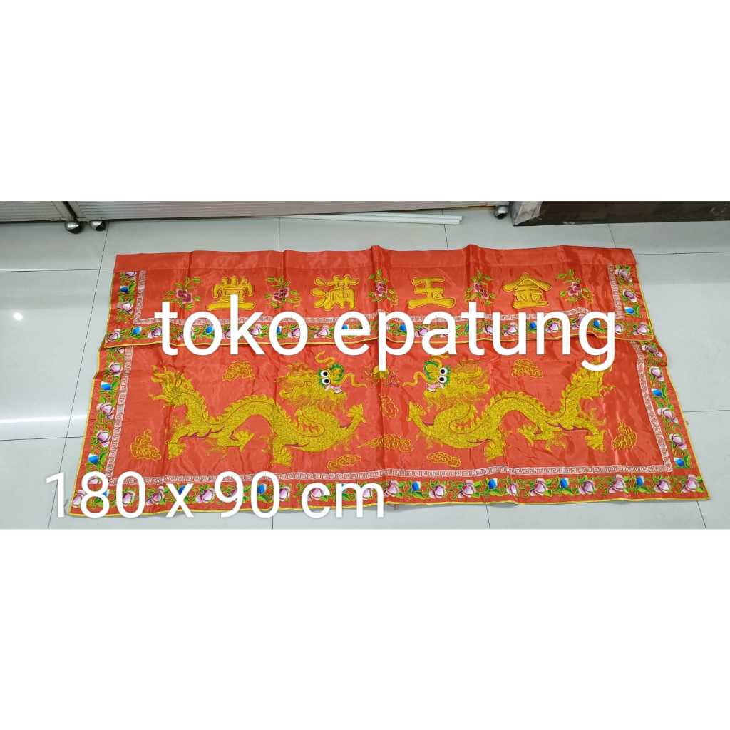 Towi / Tok Wi / Tokwi - Kain altar Merah - 2 Naga - Bordir - 180 cm