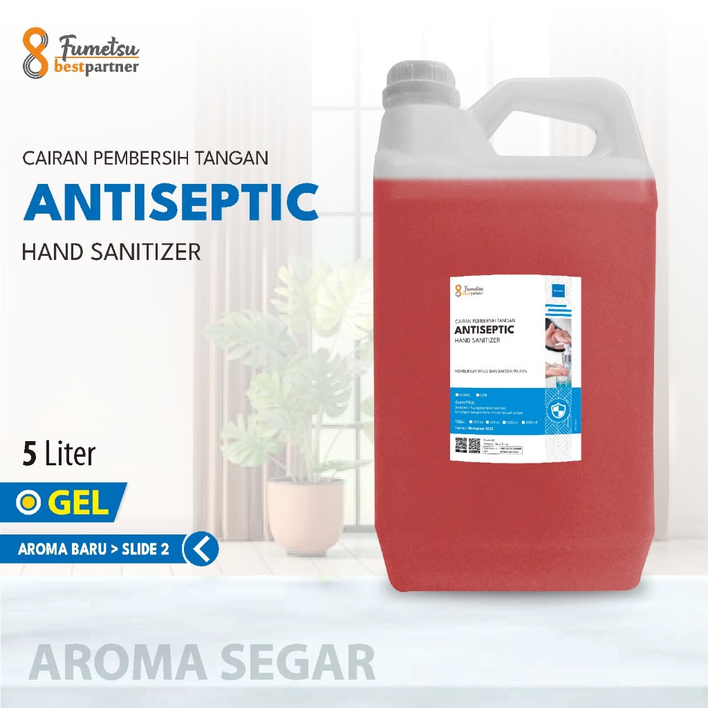 Hand Sanitizer Gel AntiSeptic Varian Aroma Segar 5 Liter / Aroma Buah Segar 5 Liter Jerigen Free Bubble Wrap