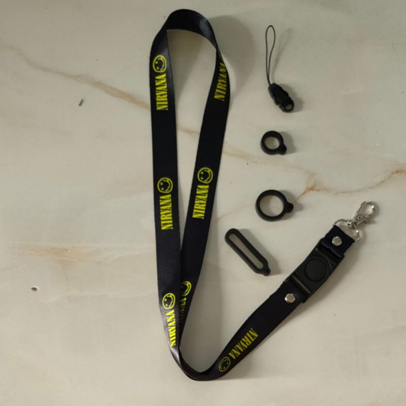 

TALI LANYARD Nirvana band metal rock / LANYARD HITAM Premium lanyard / gantungan kunci / gantungan id card / gantungan flashdisk / nametag hp name tag / handphone BEST SELLER COD s
