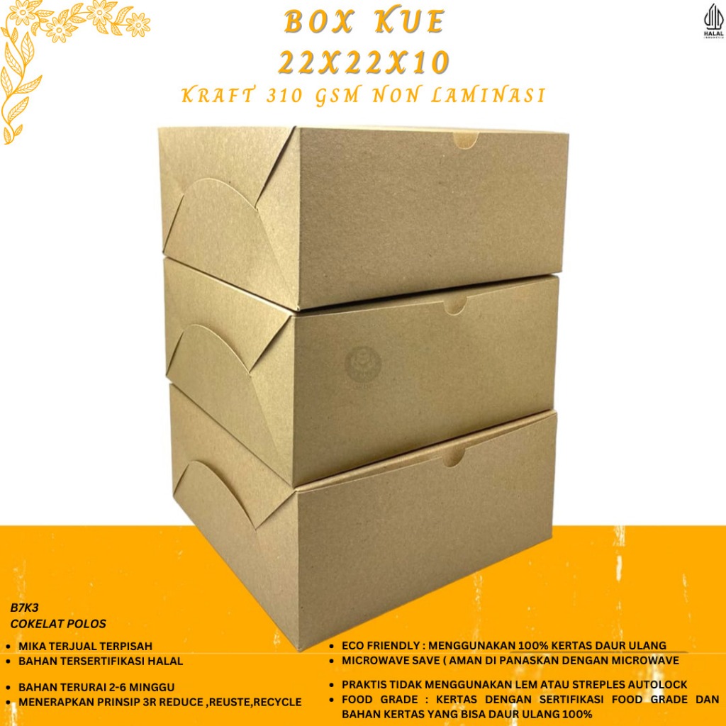Dus Kue 22x22 Kraft Non Laminasi 310 Gsm (B7-K3)