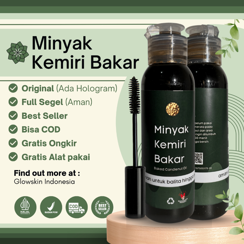 (COD) Minyak Kemiri Bakar Original Asli 100ml - Penumbuh Rambut Jenggot Kumis Alis Jambang / Mencega