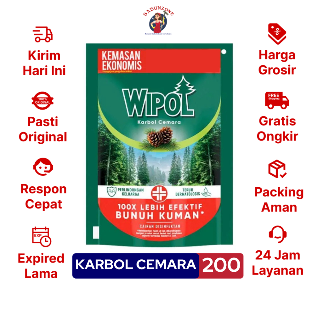 Pembersih Lantai Karbol Wipol Cemara 200 ml