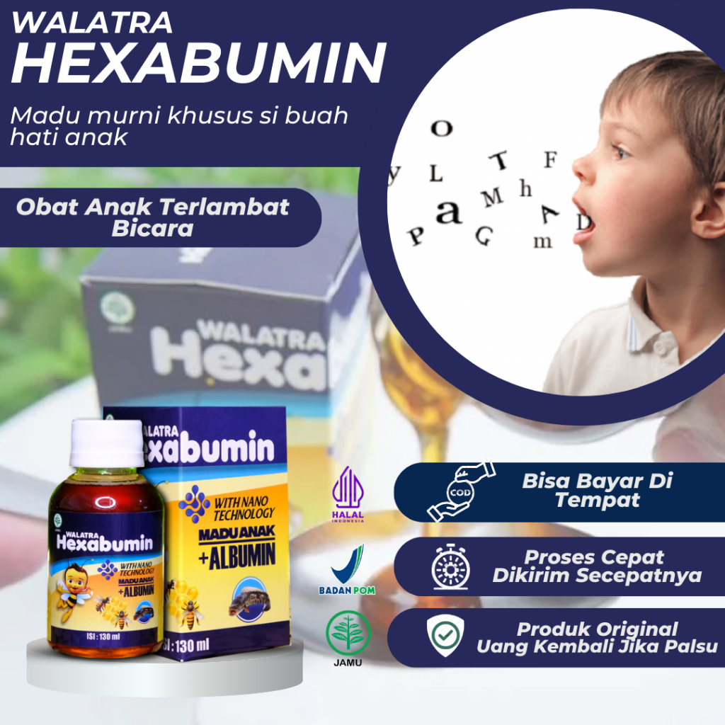 Hexabumin Madu Anak -Obat Anak Terlambat Bicara, Pelancar Telat Bicara, Nutrisi Anak Lambat Bicara, 