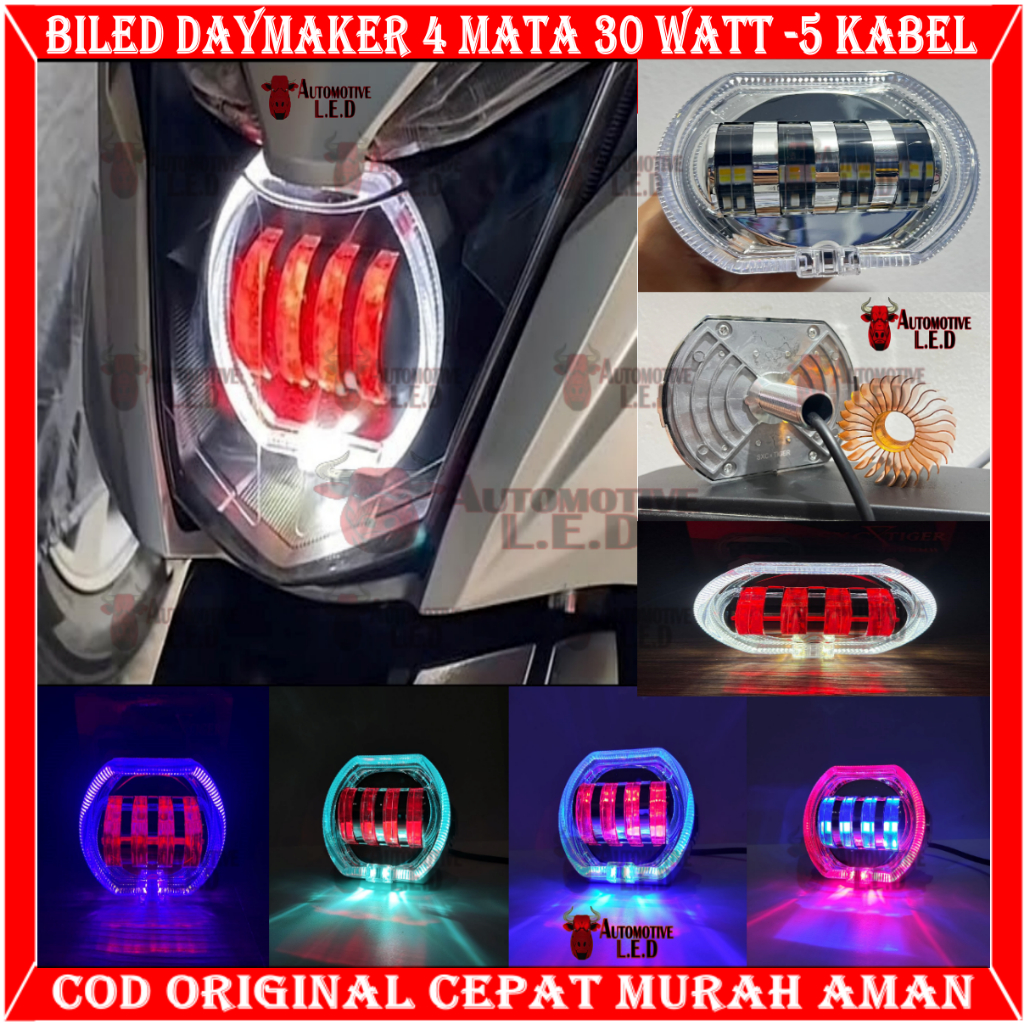 ORIGINAL LAMPU BILED DAYMAKER 4 LENSA SHROUD BMW 8D LAMPU TEMBAK CUT OFF BILED 4 MATA BRAND SXC