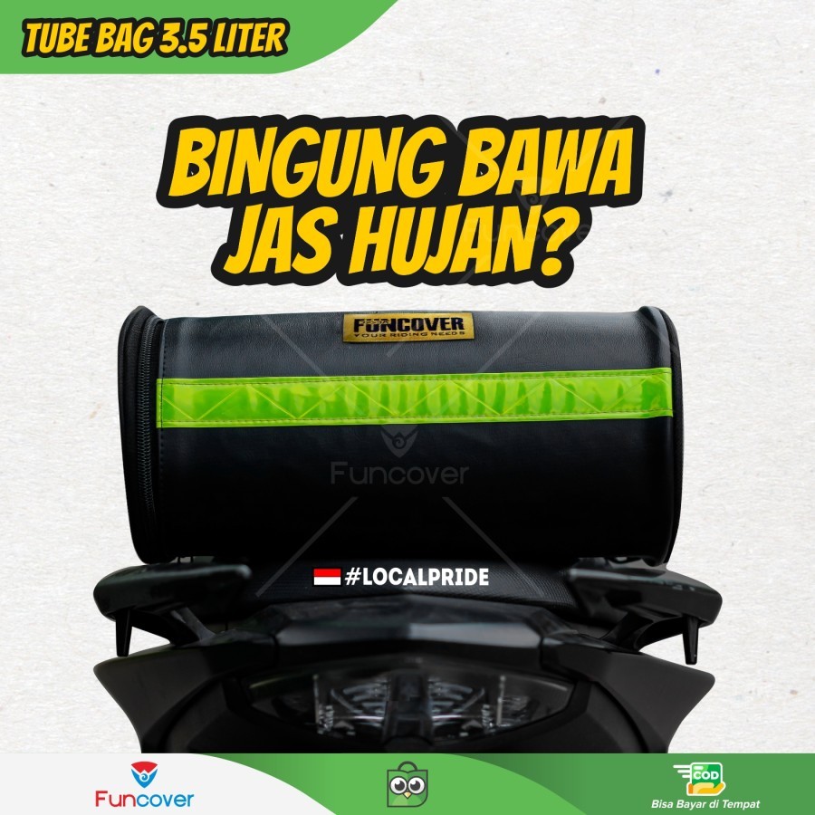 TABUNG TAS HUJAN Box Bagasi Jok Motor Tank Tube Bag Funcover Tempat Simpan Barang Kainlap Kanebo Ant