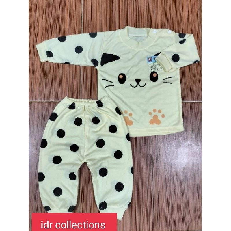 setelan baju bayi / piyama baju tidur bayi kancing pundak