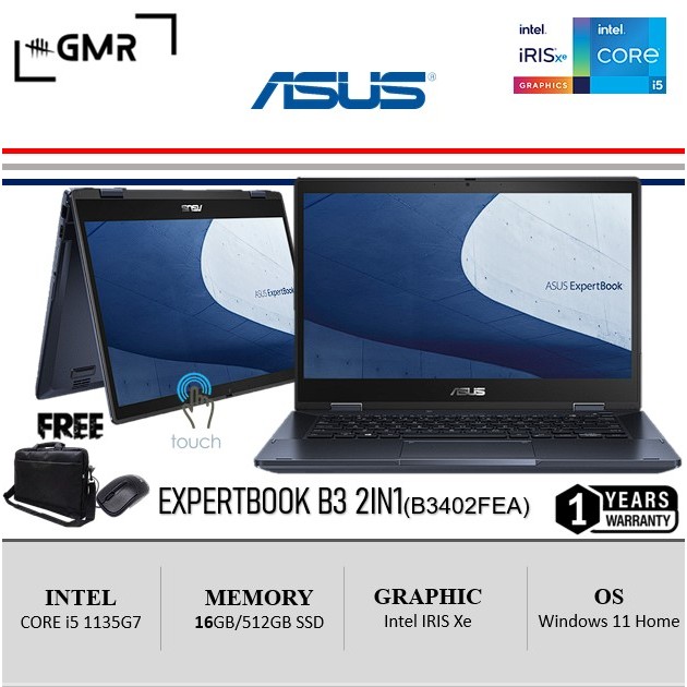 Laptop Touchscreen ASUS ExpertBook Flip B3 2IN1 Core i5 1135G7 16GB 512SSD 14.0FHD