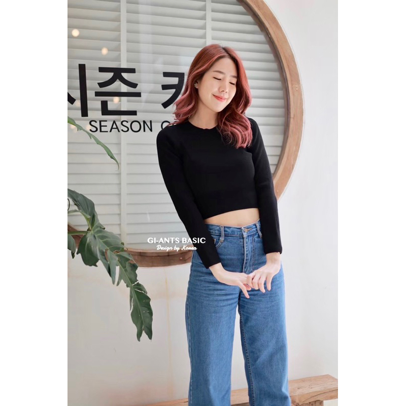 ATASAN KNIT GIANTS BASIC MODEL CROP LENGAN PANJANG GC 207 KAOS BANGKOK (GC207)