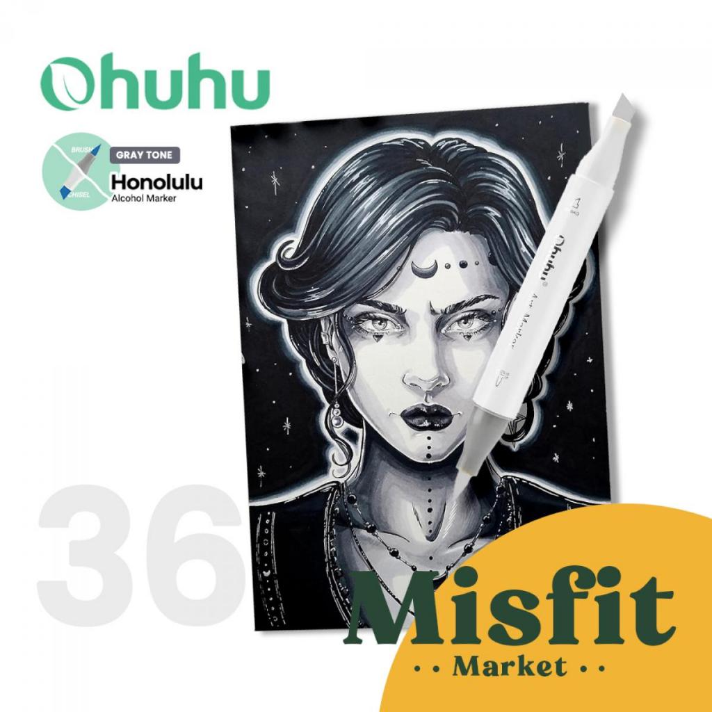 

OHUHU Honolulu Gray Tone 36 Colors Dual Tip Brush & Chisel Alcohol Art Markers