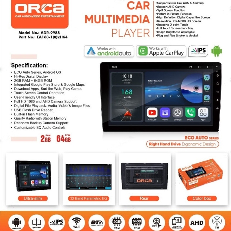 ORCA ADR-9988 Eco Series Head Unit Android Universal
