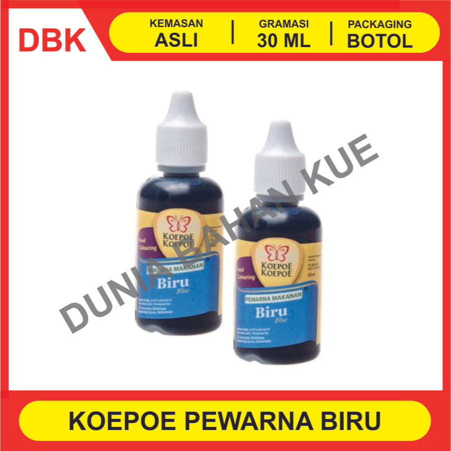 

PEWARNA MAKANAN MINUMAN KOEPOE KOEPOE - BIRU 30 ML - 1 DUS 144 PCS / KUPU FOOD COLORING