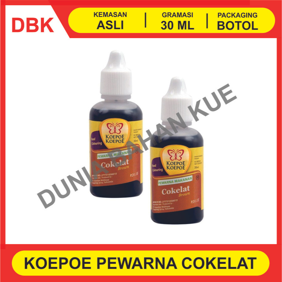 

PEWARNA MAKANAN MINUMAN KOEPOE KOEPOE COKELAT 30 ML - 1 DUS 144 PCS / KUPU FOOD COLORING