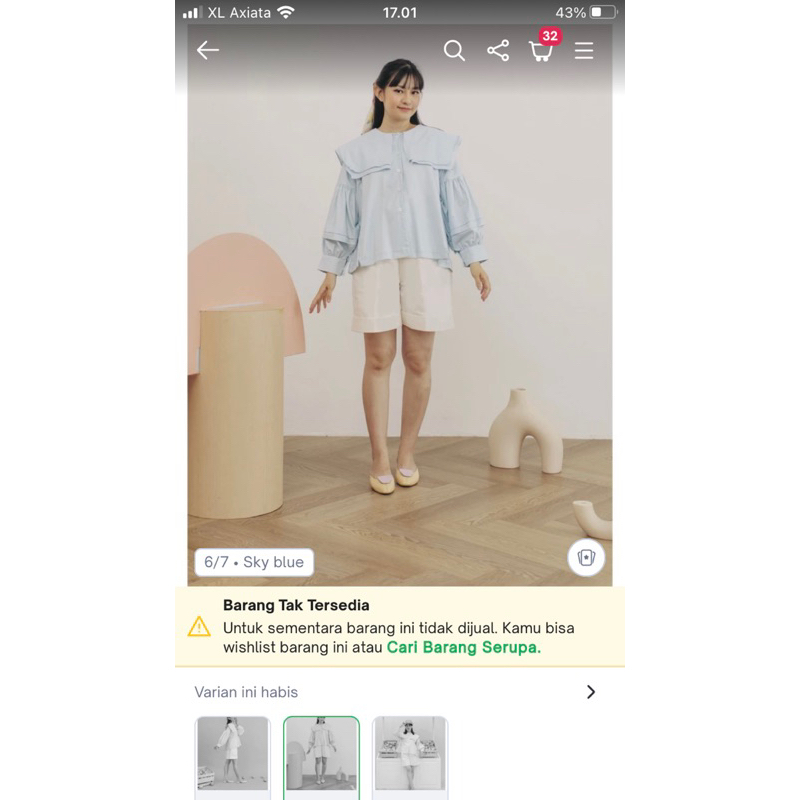jii gloria x cherry dreamy lieto blouse ( sky blue )